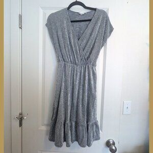Black and White Striped Mid Dress